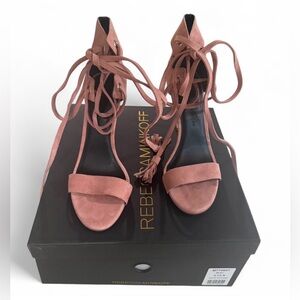 Rebecca Minkoff Dusty Rose (Guava Kid) Riley Heeled Lace Up Sandal Size 6.5 Boho